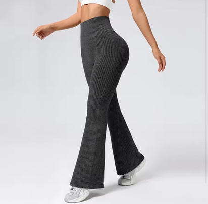 Breathable Flared Trousers Yoga-To-Street Chic Athleisure Fitness Pants Trendy Women'S High-Waisted Yoga Gym Wear 4-Way Stretch