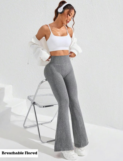 Breathable Flared Trousers Yoga-To-Street Chic Athleisure Fitness Pants Trendy Women'S High-Waisted Yoga Gym Wear 4-Way Stretch