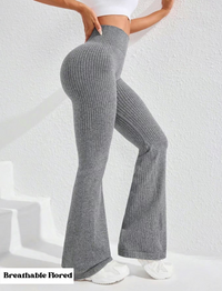 Breathable Flared Trousers Yoga-To-Street Chic Athleisure Fitness Pants Trendy Women'S High-Waisted Yoga Gym Wear 4-Way Stretch