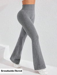 Breathable Flared Trousers Yoga-To-Street Chic Athleisure Fitness Pants Trendy Women'S High-Waisted Yoga Gym Wear 4-Way Stretch