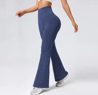 Breathable Flared Trousers Yoga-To-Street Chic Athleisure Fitness Pants Trendy Women'S High-Waisted Yoga Gym Wear 4-Way Stretch