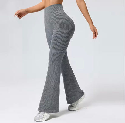 Breathable Flared Trousers Yoga-To-Street Chic Athleisure Fitness Pants Trendy Women'S High-Waisted Yoga Gym Wear 4-Way Stretch