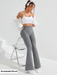 Breathable Flared Trousers Yoga-To-Street Chic Athleisure Fitness Pants Trendy Women'S High-Waisted Yoga Gym Wear 4-Way Stretch